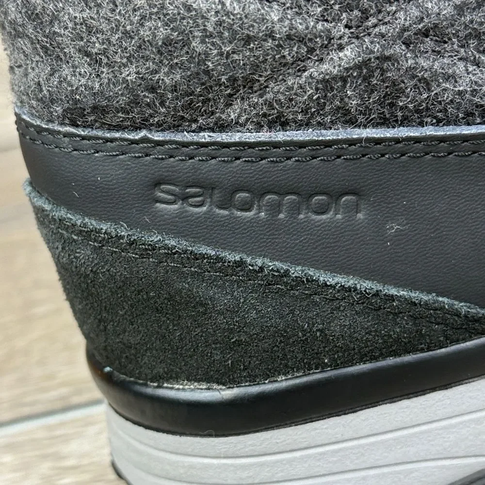 Salomon Hime Women's Sz 10 Warm Waterproof Tall Quilted Dark Gray Black Boots